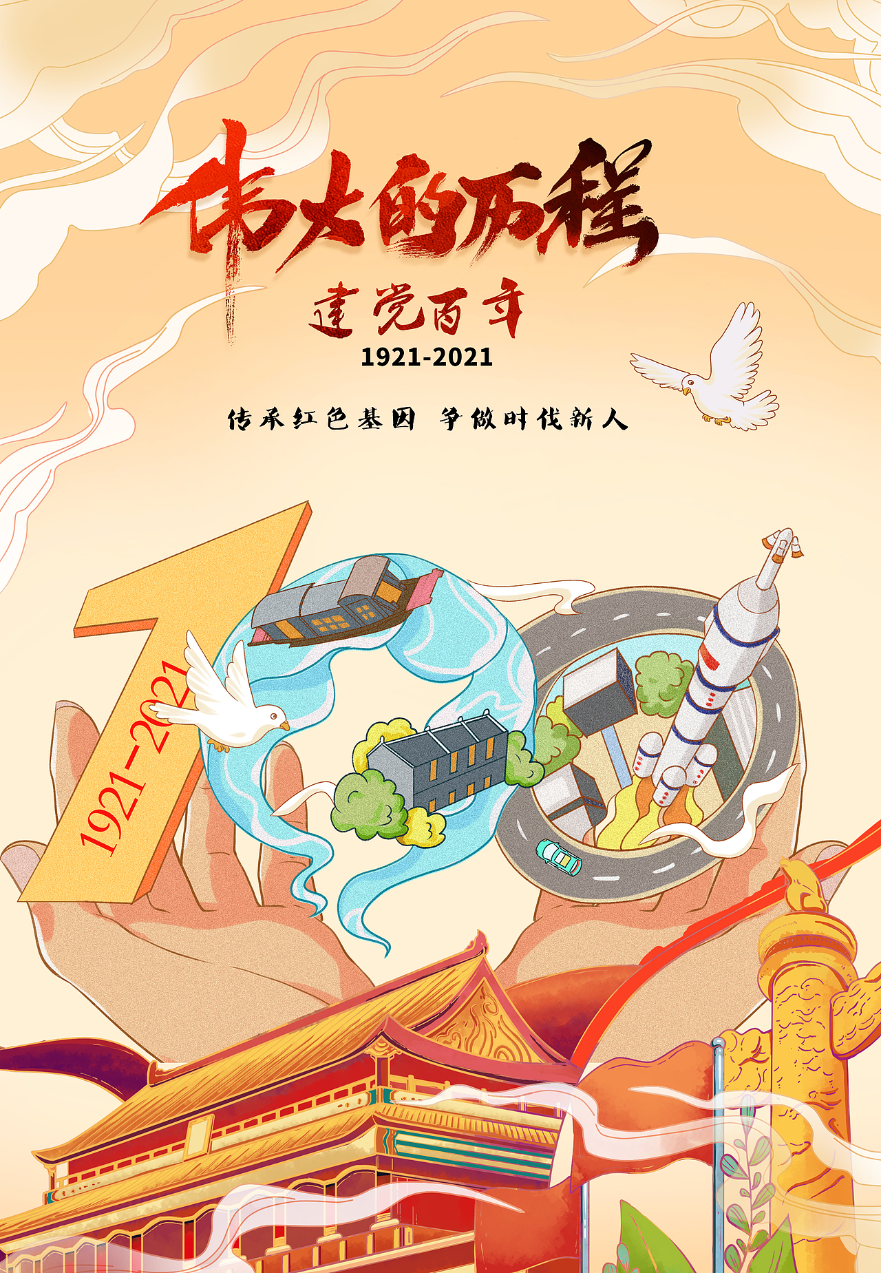 庆祝建党100周年招贴