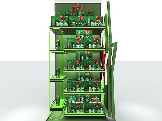 喜力超市堆头 效果图设计  美陈效果图设计