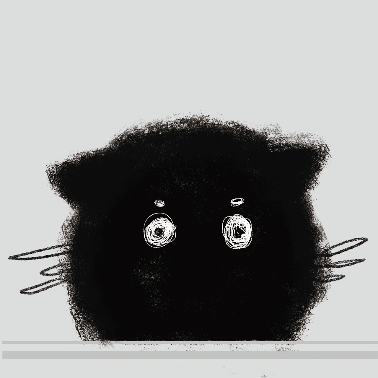 可爱手绘小黑猫手机壁纸_电脑主题网