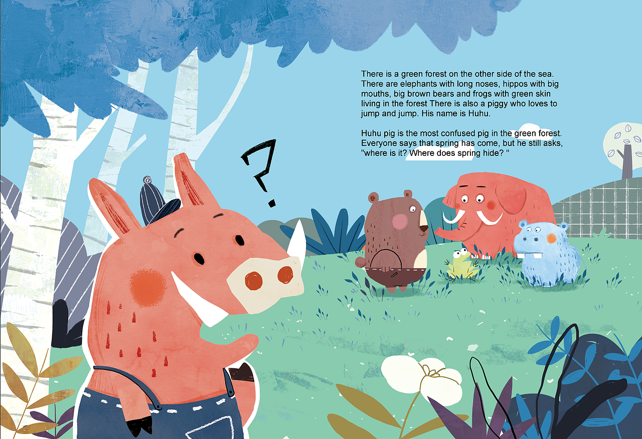 《Where did spring go》（图ZMjQzMDQzOTIw） - 儿童插画 - 站酷设计师大肥象工作室原创素材 - 站酷ZCOOL