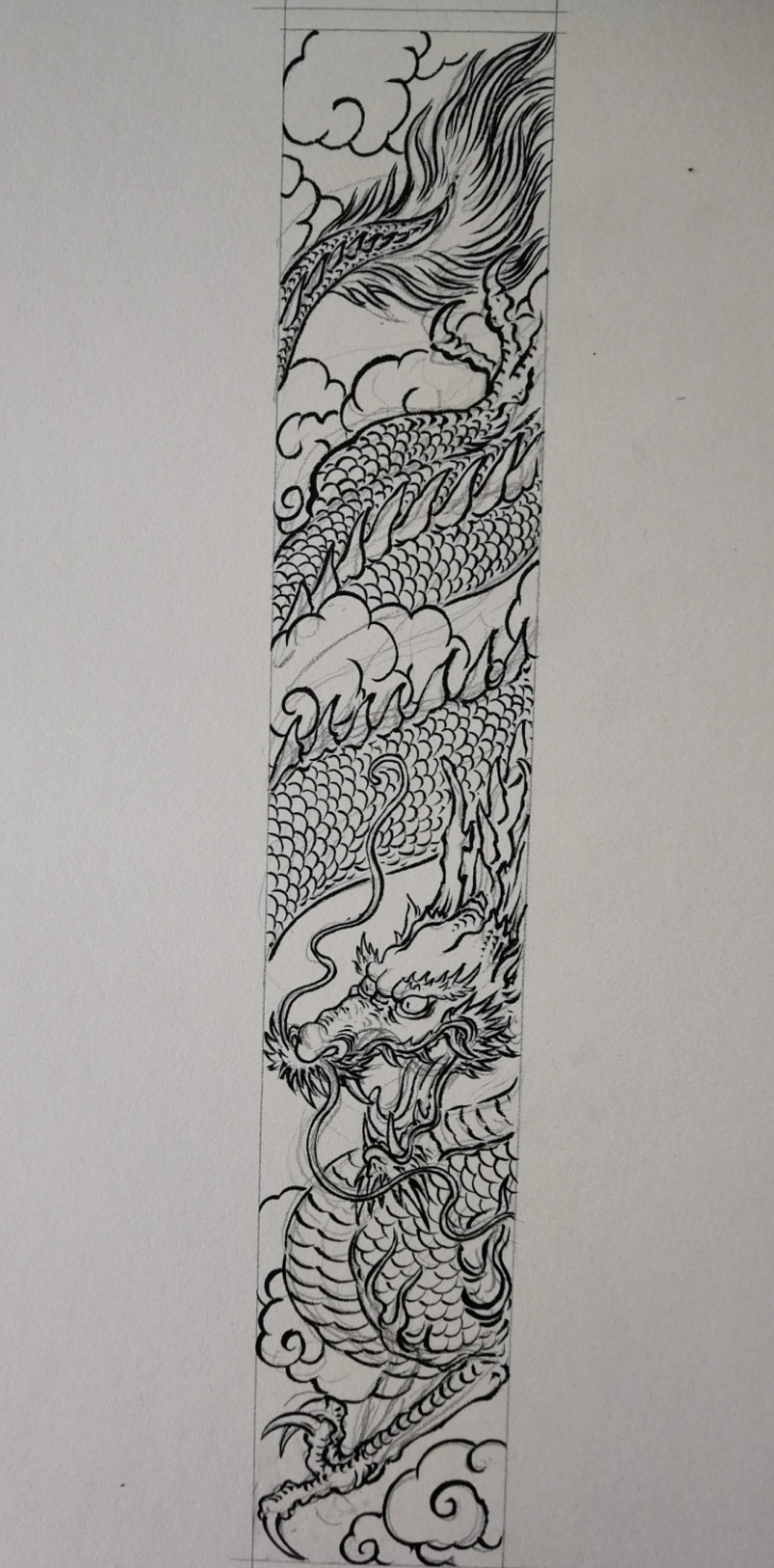 塑新斋潘纪坤手绘水彩插画盘龙柱