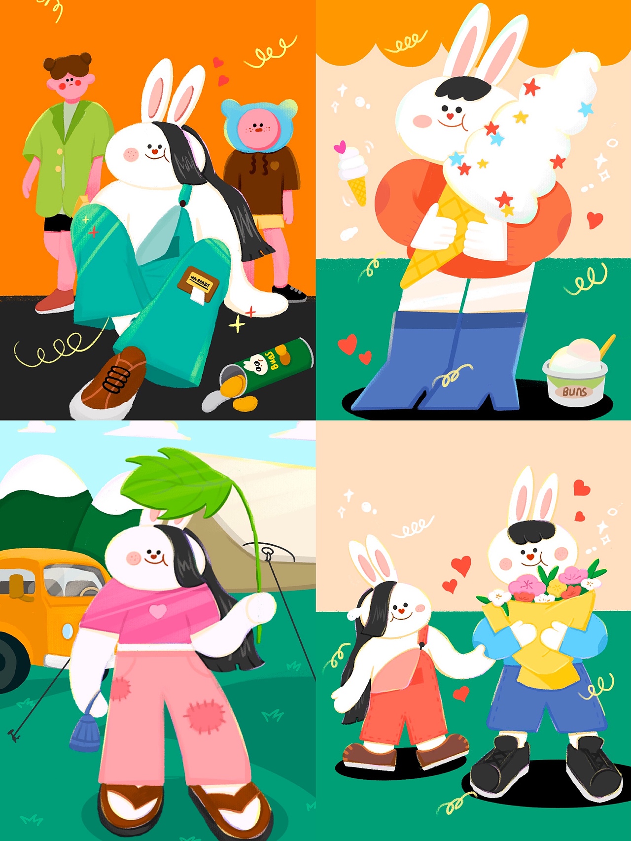 🐰Mr.Rabbit兔先生系列插画作品和延展|Illustration|Writing Exercises|路边摊的包子_Original作品 ...