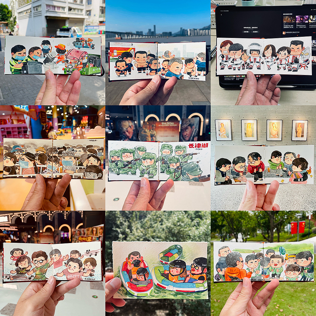 十月的本子开始画不同主题人物,观察了身边的很多人群,还是特别有趣的。
🌟长津湖上映<br>🌟迪迦奥特曼被禁播了