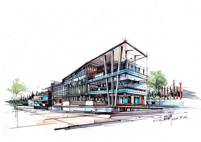 杜健建筑手绘作品(卓越手绘)