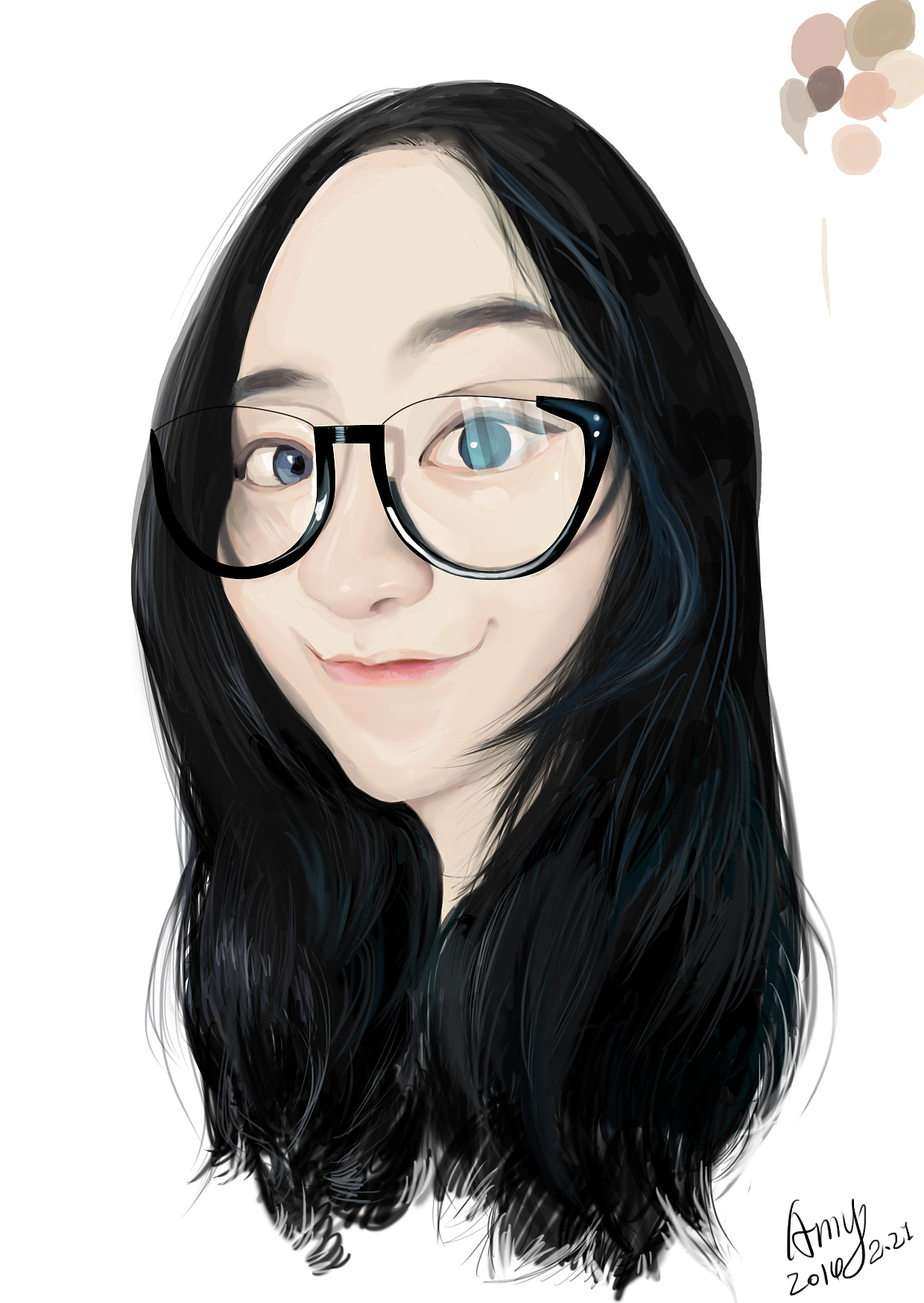 手绘自画像加个1