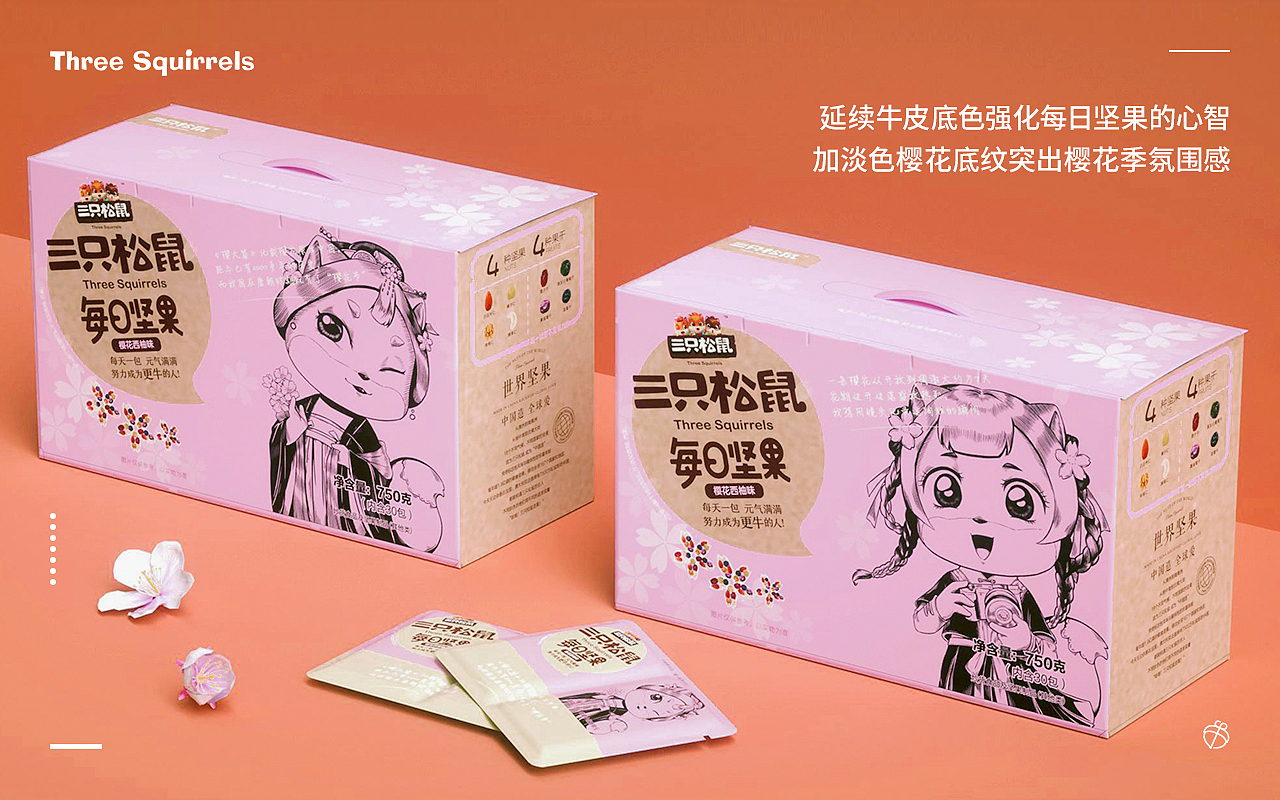 三只松鼠-2021樱花季系列包装设计