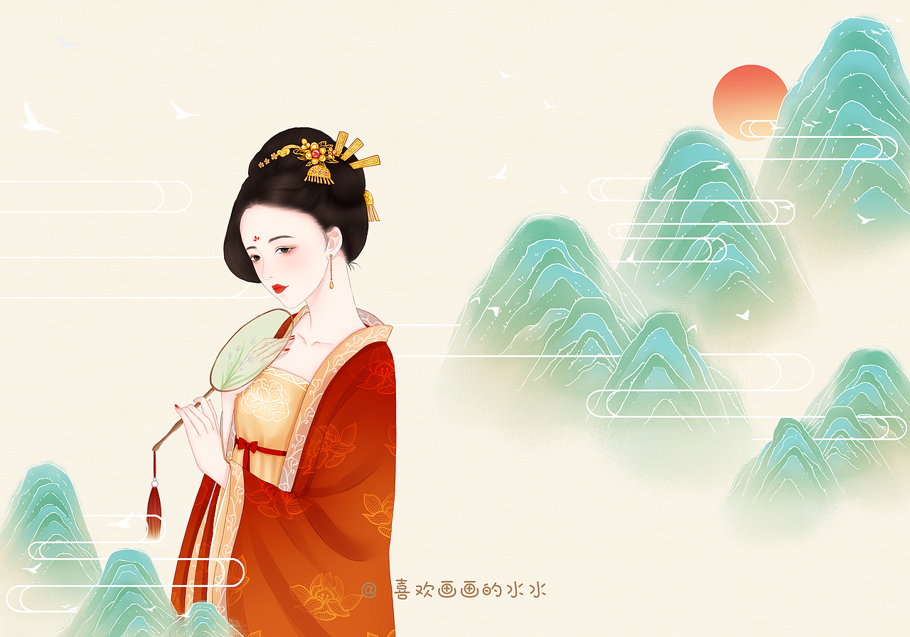 两个古风练习（图ZMjk1MzYwMTQ0） - 商业插画 - 站酷设计师水水插画原创素材 - 站酷ZCOOL