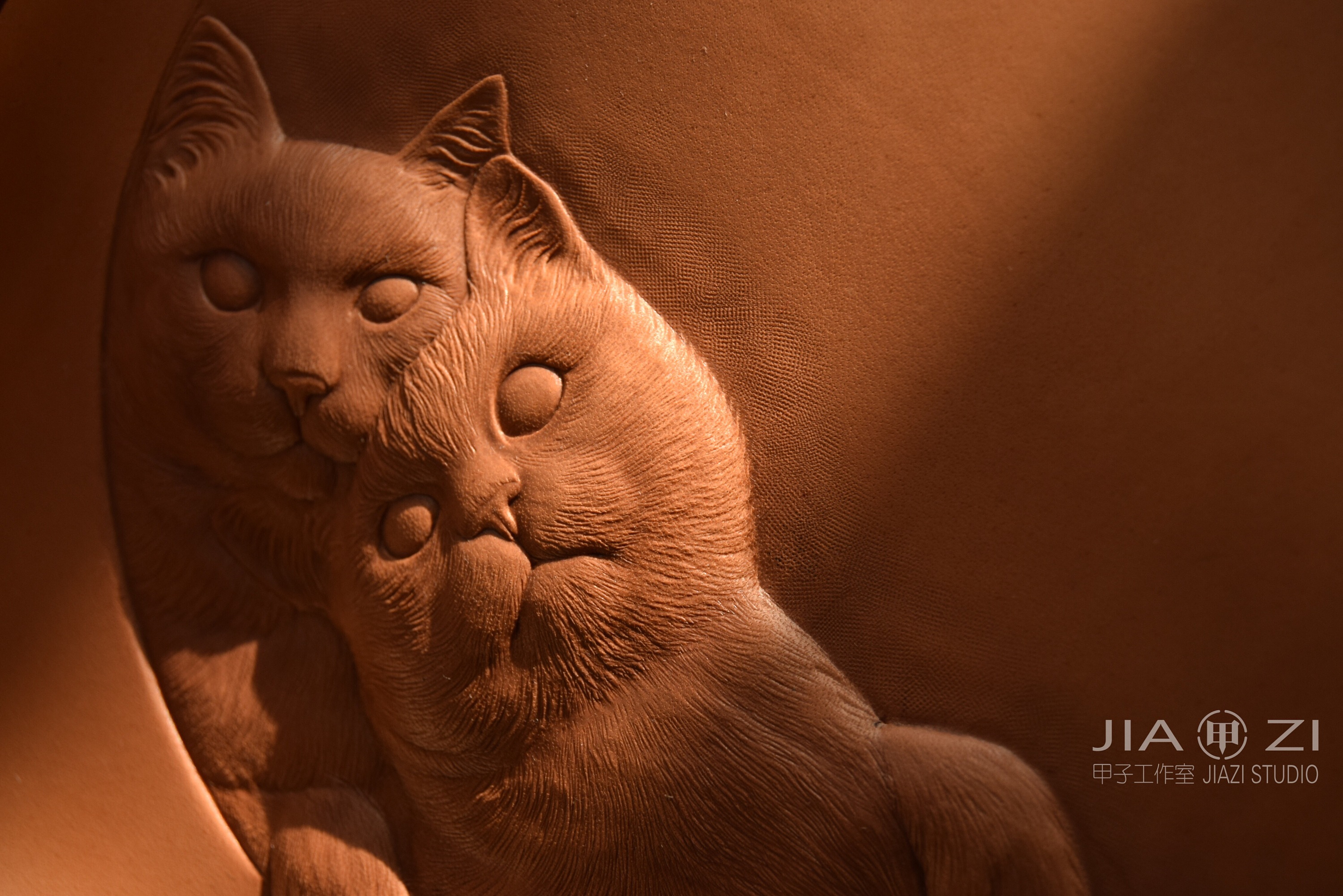 甲子工作室 太原 皮雕作品 有态度的猫