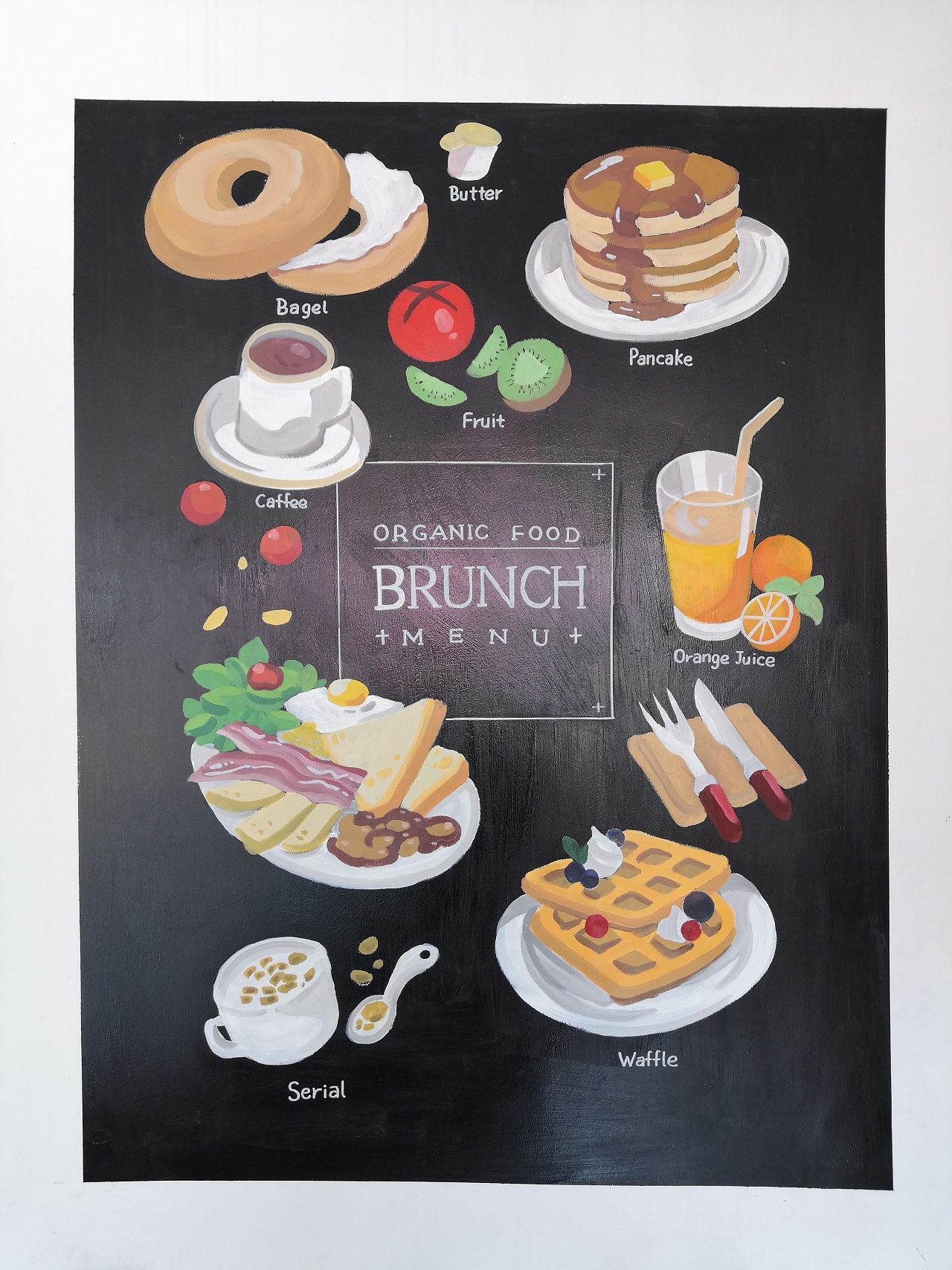 餐厅美食墙绘|插画|新锐潮流插画|小柯手绘工作室 - 临摹作品 - 站酷