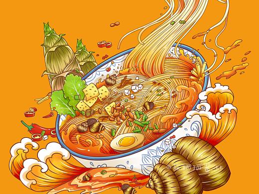 《螺鼎记螺蛳粉》店内插画