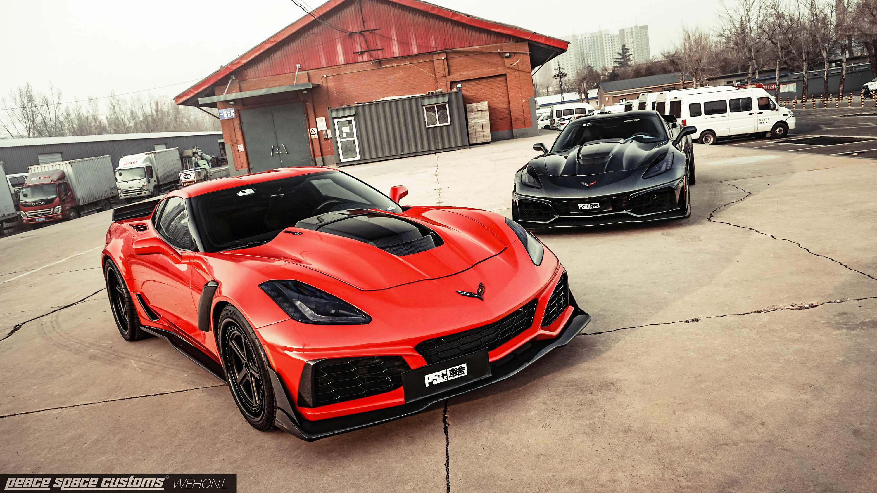 汽车摄影:雪佛兰 科尔维特c7 双车