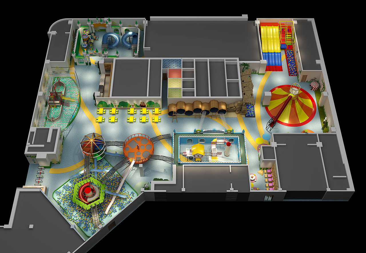 最新室内设计游乐场~工业风搭配多重色彩,游乐园生机勃勃,青春活力.