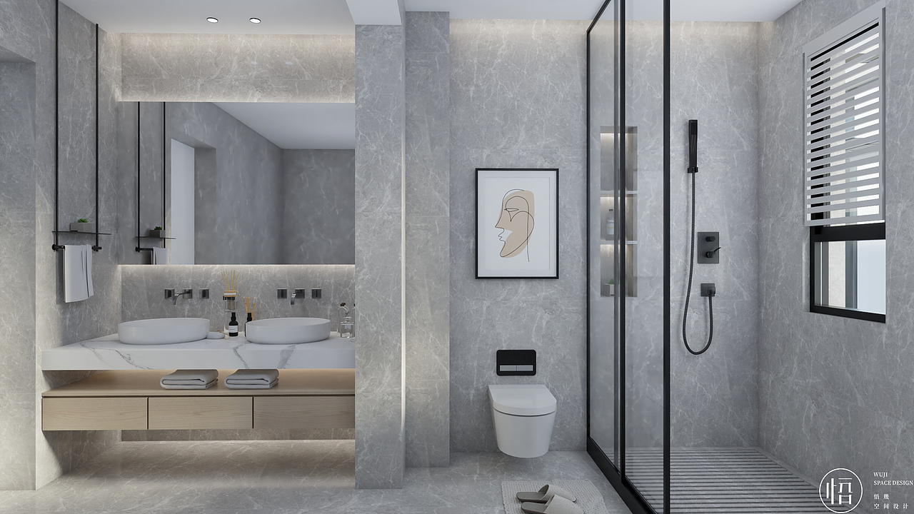卫生间,bathroom br> br>浴室是常规的长方形格局, br>按照使用剖率
