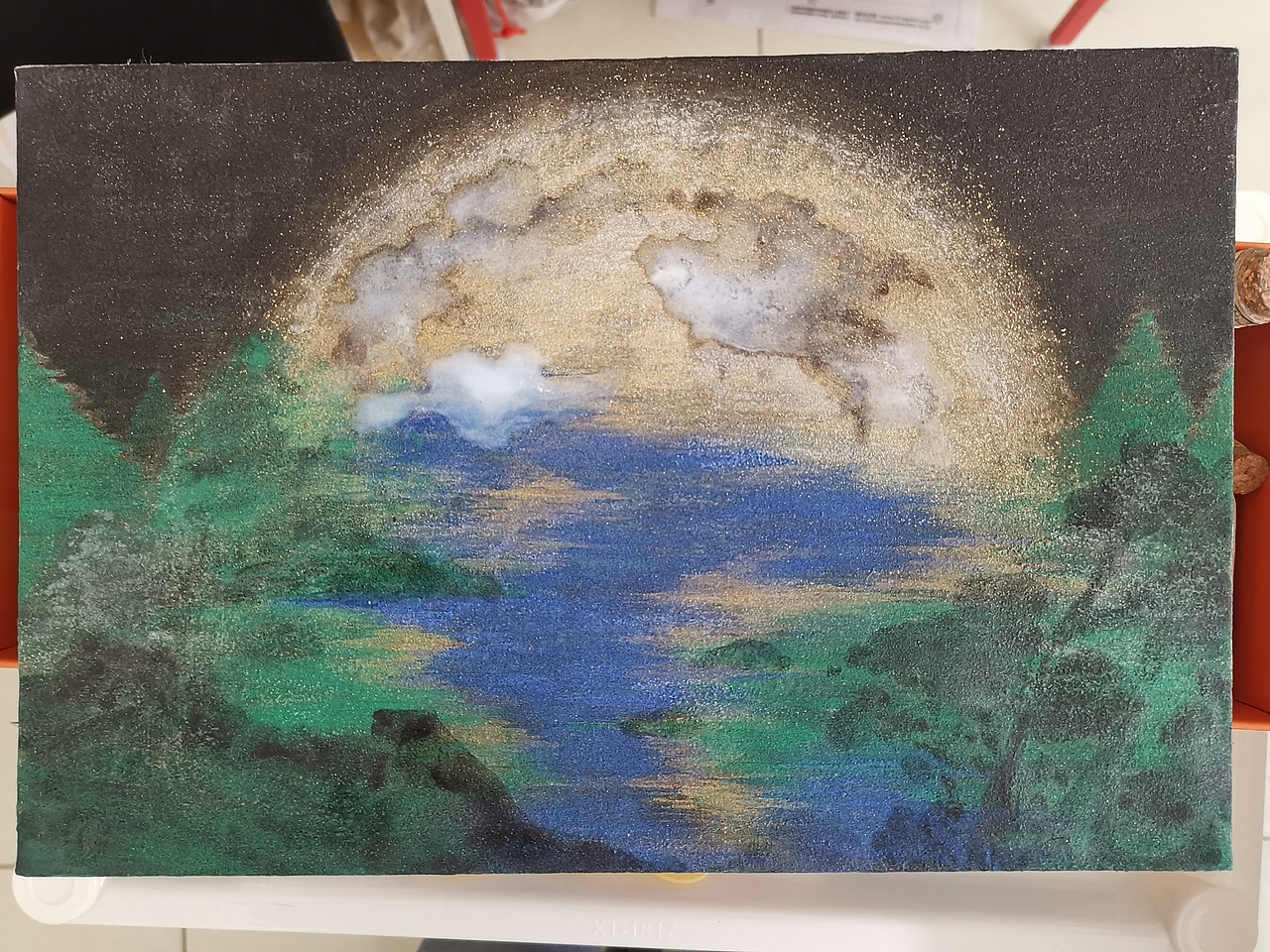 纸本岩彩《三座大山》