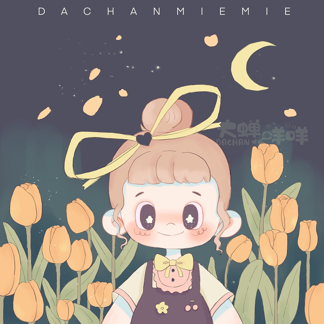 少女与花|儿童插画