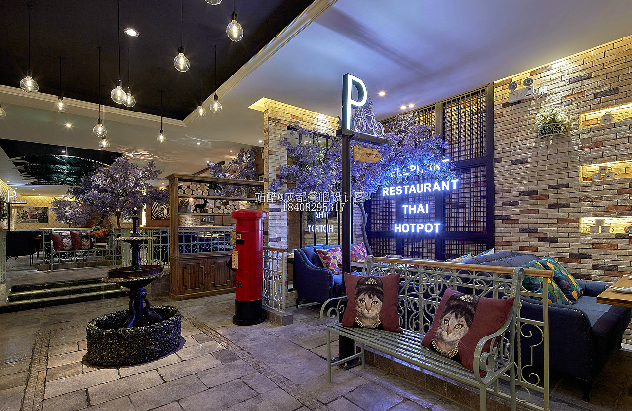 成都餐吧设计图|泰式餐吧装修设计|成都花园餐吧设计|成都音乐餐吧设计