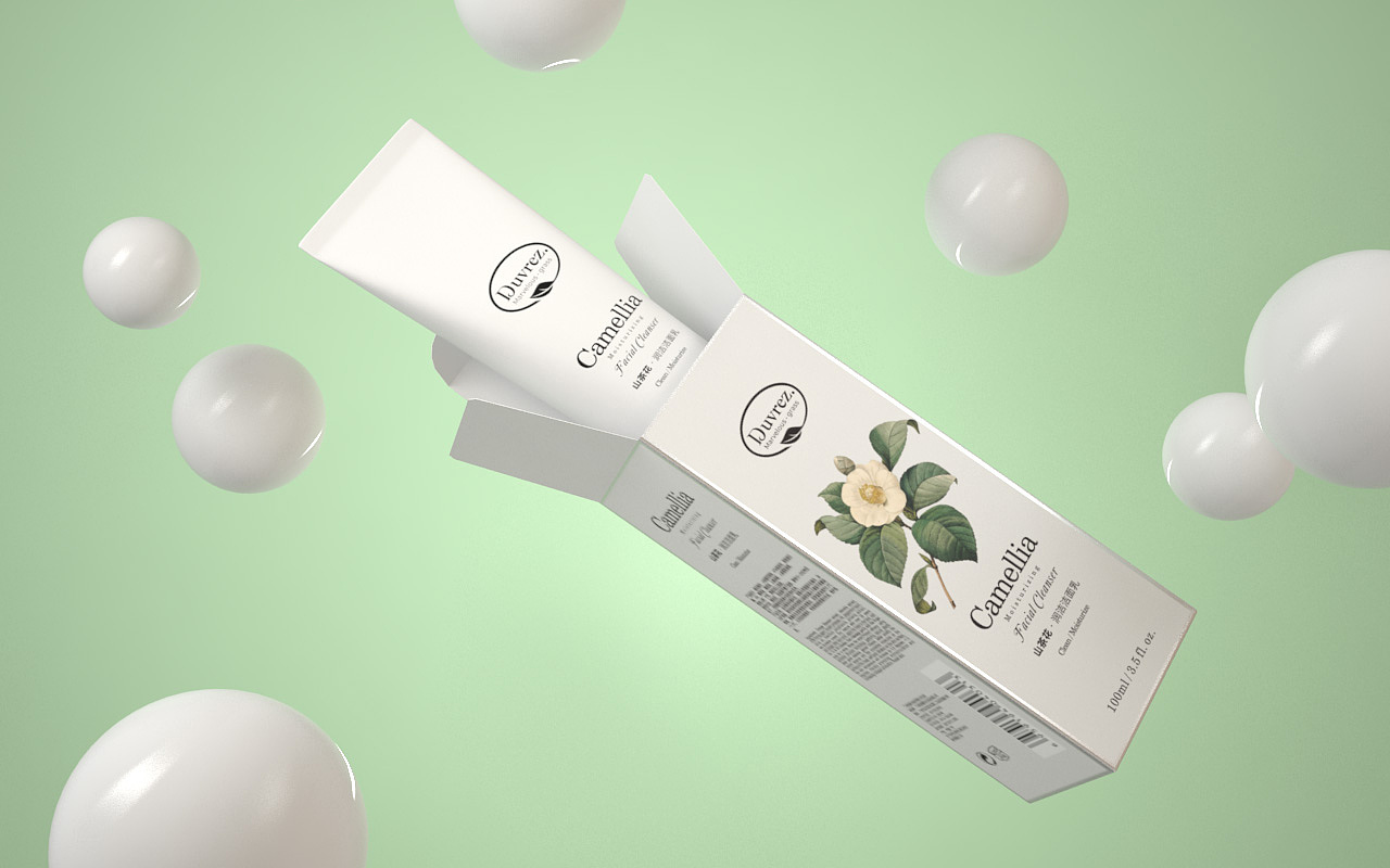 化妆品包装护肤品包装山茶花洁面乳©刘益铭原创作品（图ZMTY3NjQ5OTg4） - 包装 - 站酷设计师刘益铭原创素材 - 站酷ZCOOL