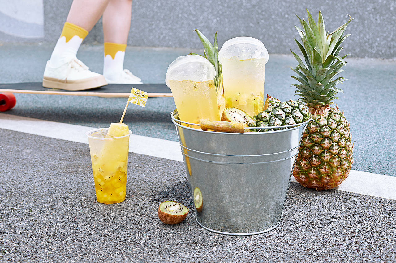 饮品摄影|菠萝果茶