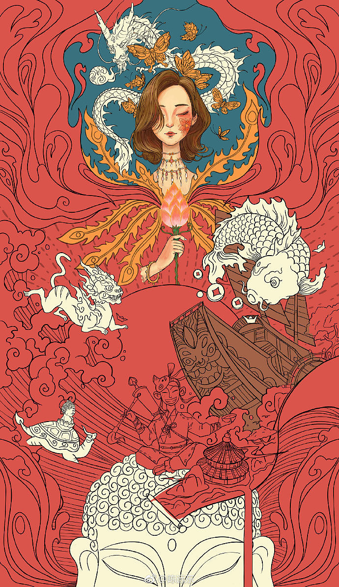 《诸事顺意图》新年贺图（图ZMTQxMDg3MzYw） - 商业插画 - 站酷设计师也斋原创素材 - 站酷ZCOOL