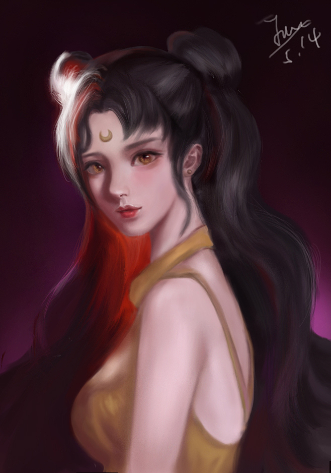 #月亮少女#（图ZMTI4MjM5ODg4） - 创作习作 - 站酷设计师judecie原创素材 - 站酷ZCOOL