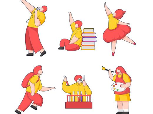 扁平化人物插画