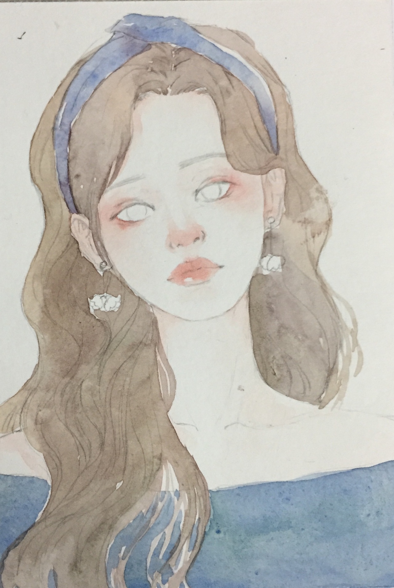 水彩女生头像练习