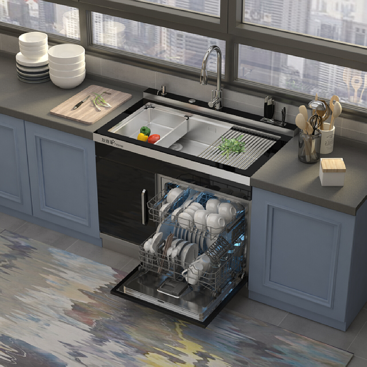 完美平替！小厨房无损安装嵌入式洗碗机实例分享-聚超值