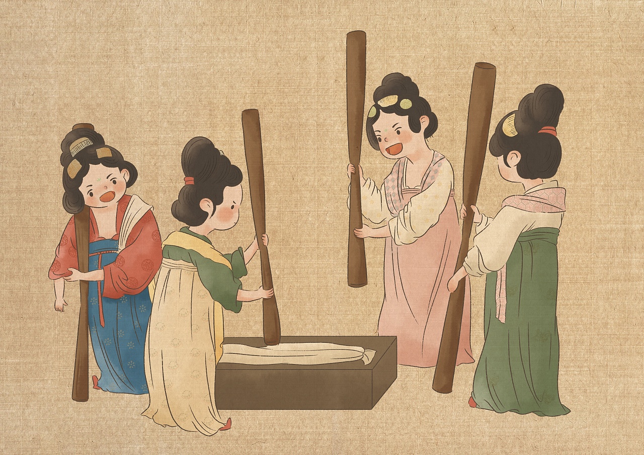 捣练图的小姐妹们