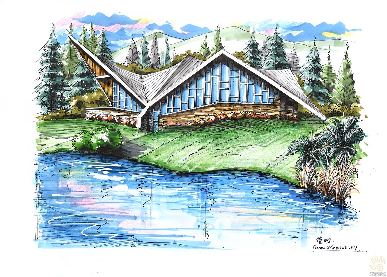 环境景观建筑手绘效果图