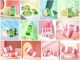 C4D湿巾场景建模渲染