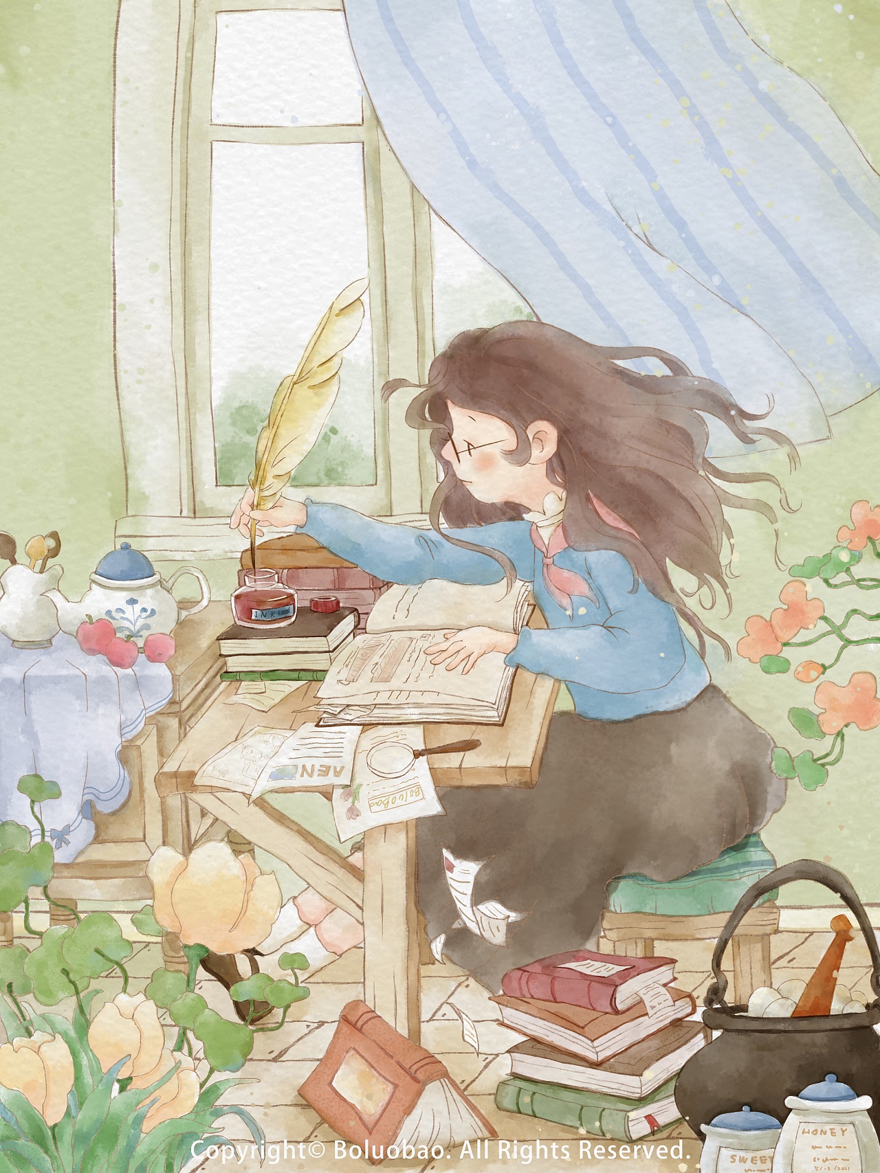 窗边|插画|儿童插画|菠萝包包酱 - 原创作品 - 站酷 (zcool)