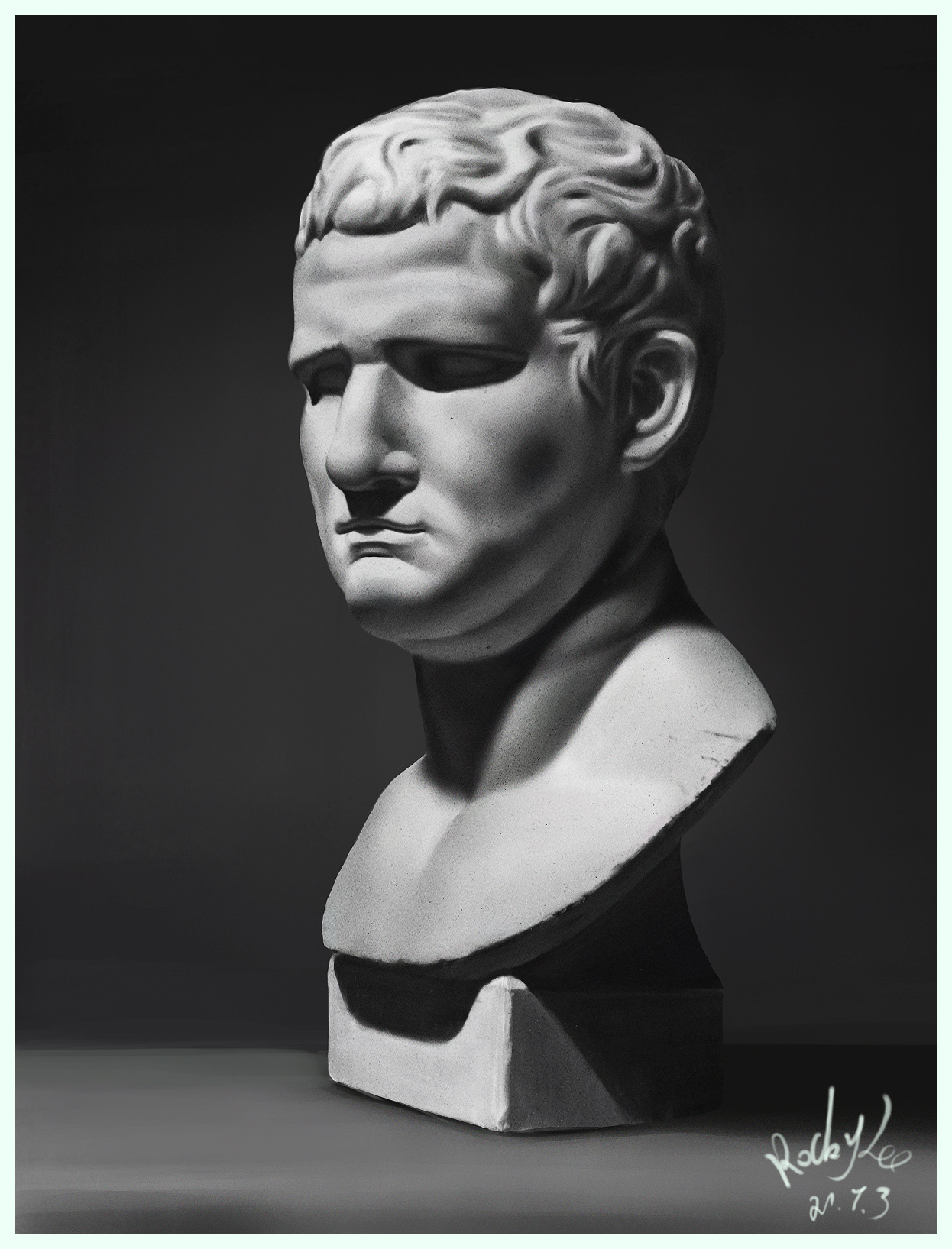 素描石膏头像——阿格里巴|插画|创作习作|画侍仁李云青 - 原创作品