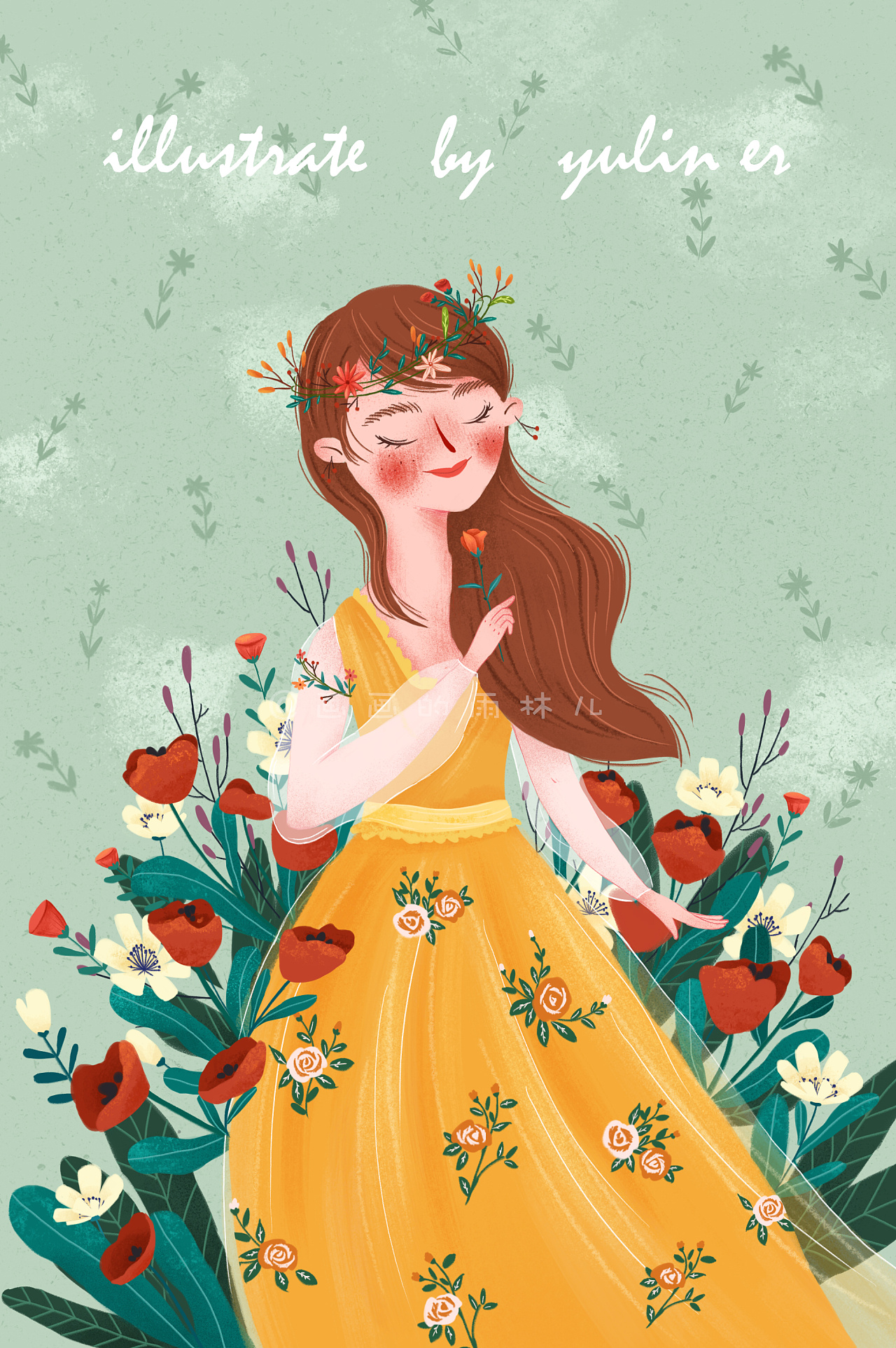 花丛中的少女9张|插画|儿童插画|画画的雨林儿 - 原创作品 - 站酷
