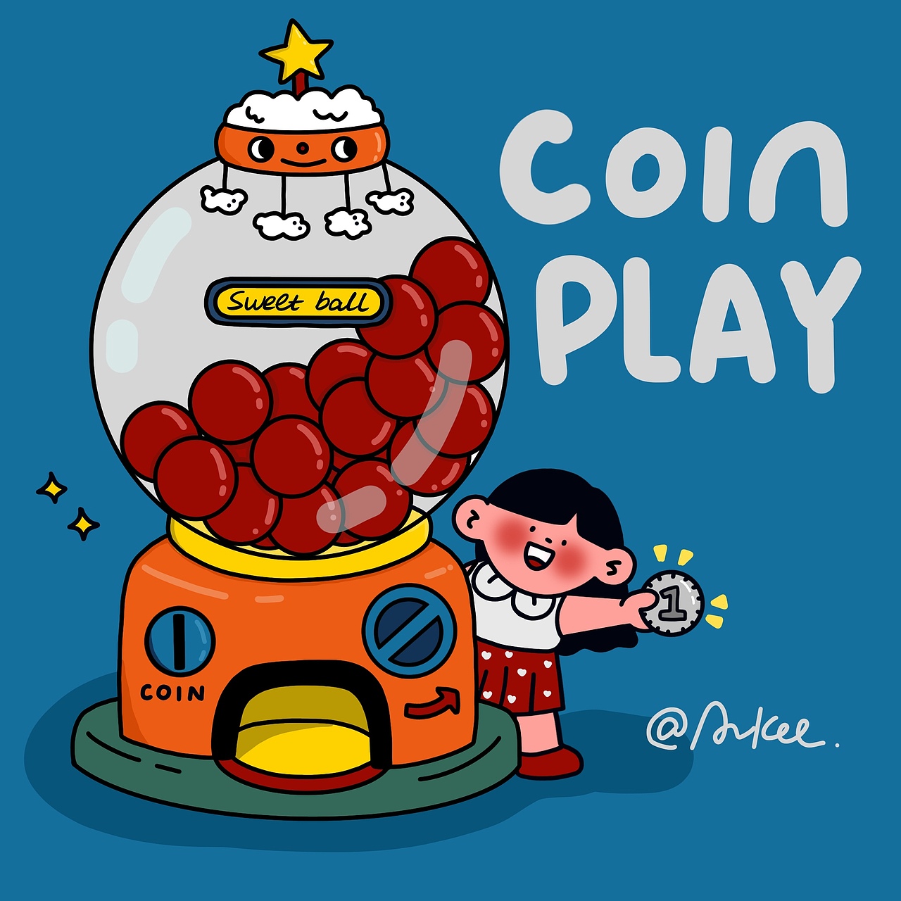 扭蛋机复古插画