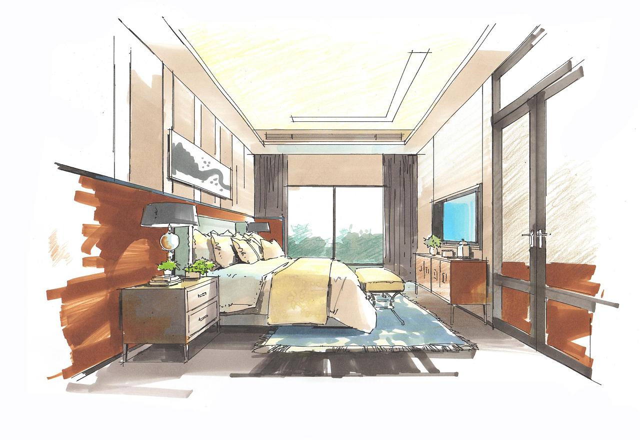 环艺室内设计卧室手绘效果图|空间|家装设计|潘佳0603 - 原创作品 - 站酷 (ZCOOL)
