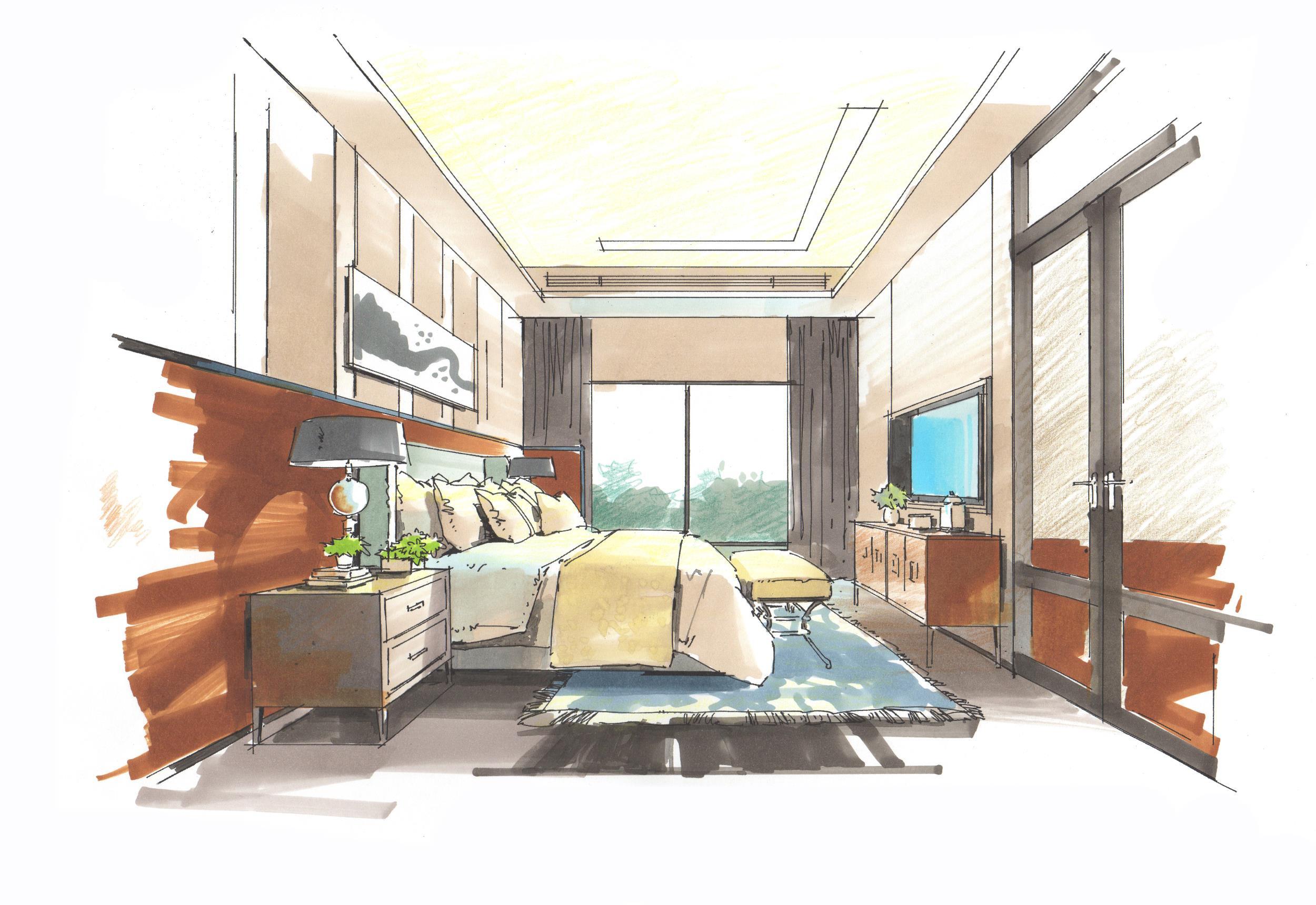 手绘小型卧室|空间|室内设计|TeFuirz - 原创作品 - 站酷 (ZCOOL)