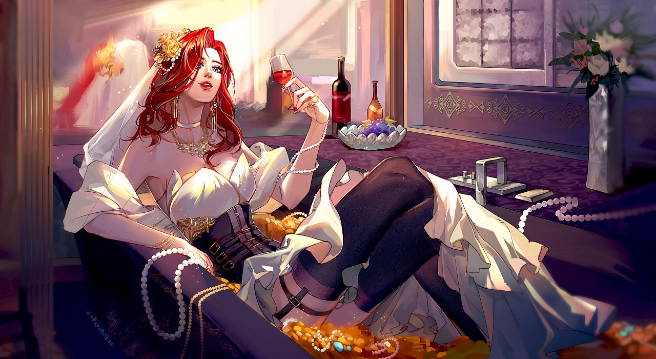 英雄联盟厄运小姐-罪恶新娘|插画|游戏原画|爆炒硫酸柚 - 原创作品