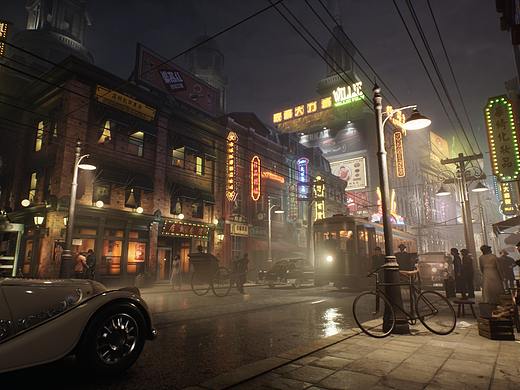 UE4 夜上海 民国上海滩街道