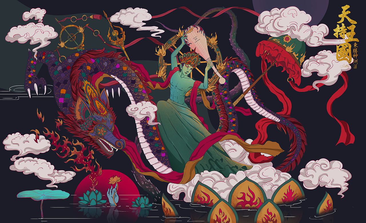【方外】东胜神洲※持国天王（图ZMTgzMzA2NjI0） - 艺术插画 - 站酷设计师覃大熊原创素材 - 站酷ZCOOL