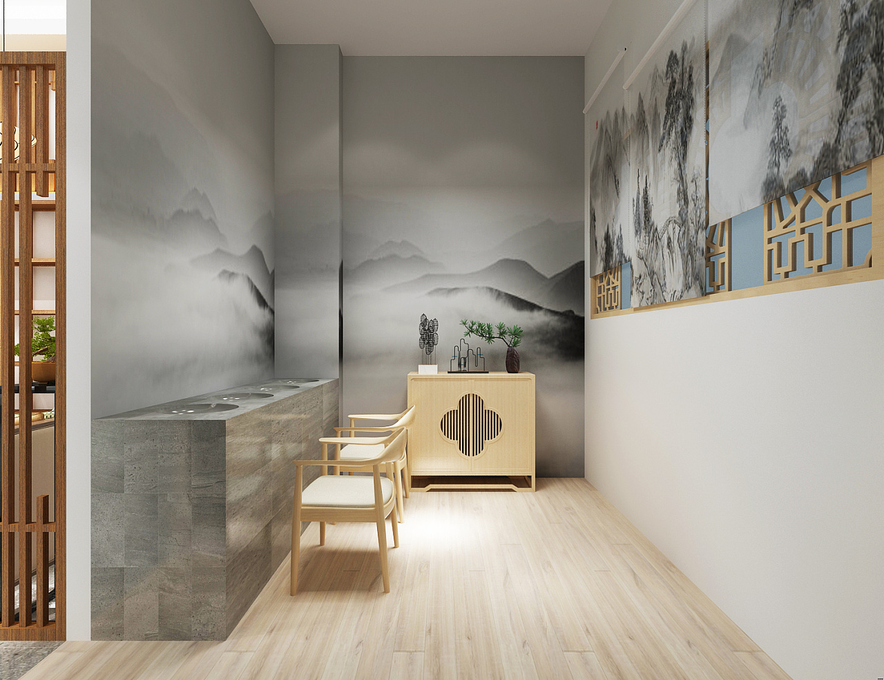 现代中医馆效果图设计 3d效果图设计|三维|建筑/空间|艺汇设计 - 原创