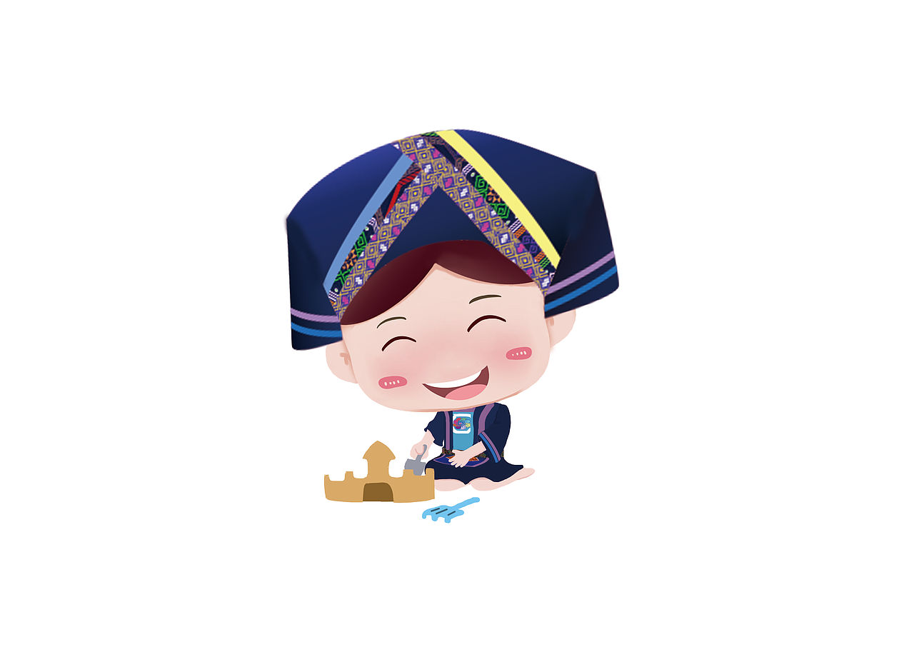 壮乡卡通人物 沙滩
