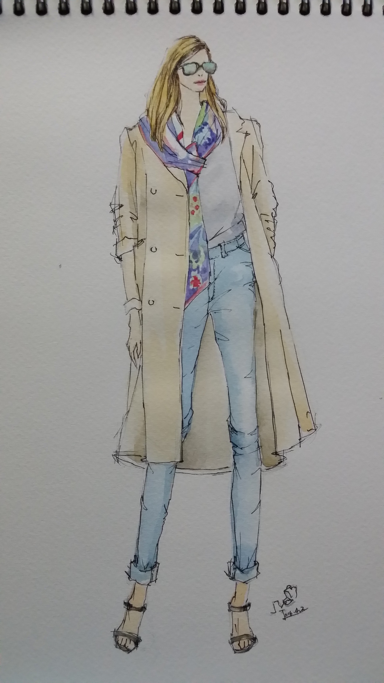 手绘时装插画(春季女装搭配)|服装|休闲/流行服饰|箐蛙_原创作品-站酷