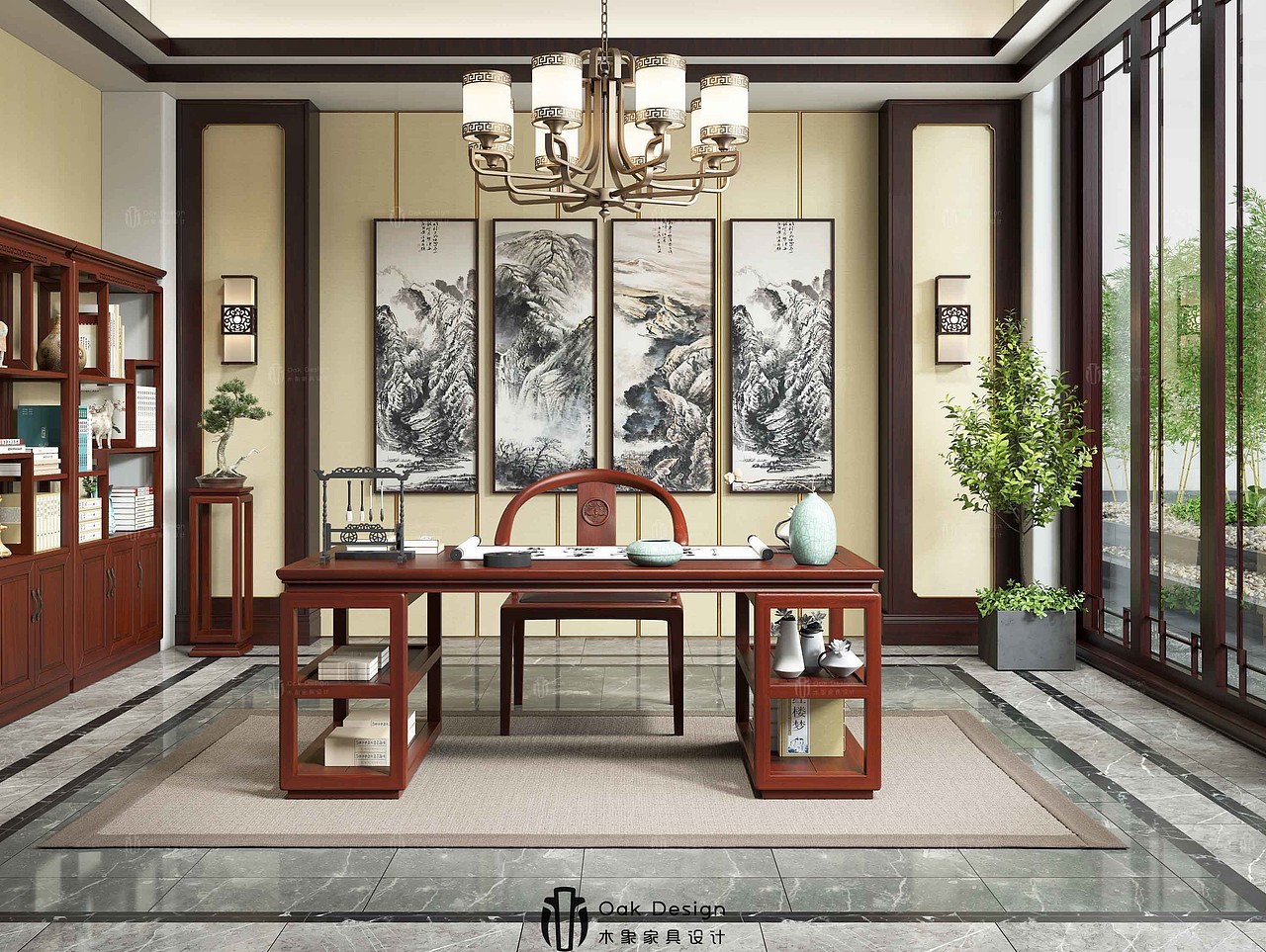 新中式办公家具场景设计效果图【木象家具设计】（图ZMjc2OTE4NzA0） - 其他工业/产品 - 站酷设计师木象设计丨SU原创素材 - 站酷ZCOOL