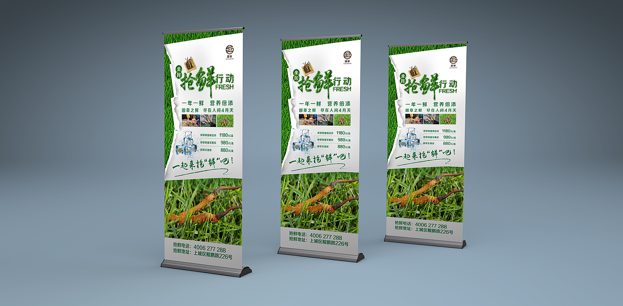 新鲜冬虫夏草 鲜草三折页设计 易拉宝 海报设计 真空袋设计 包装设计（图ZNDU0MzEyNjQ=） - 海报 - 站酷设计师438439283原创素材 - 站酷ZCOOL