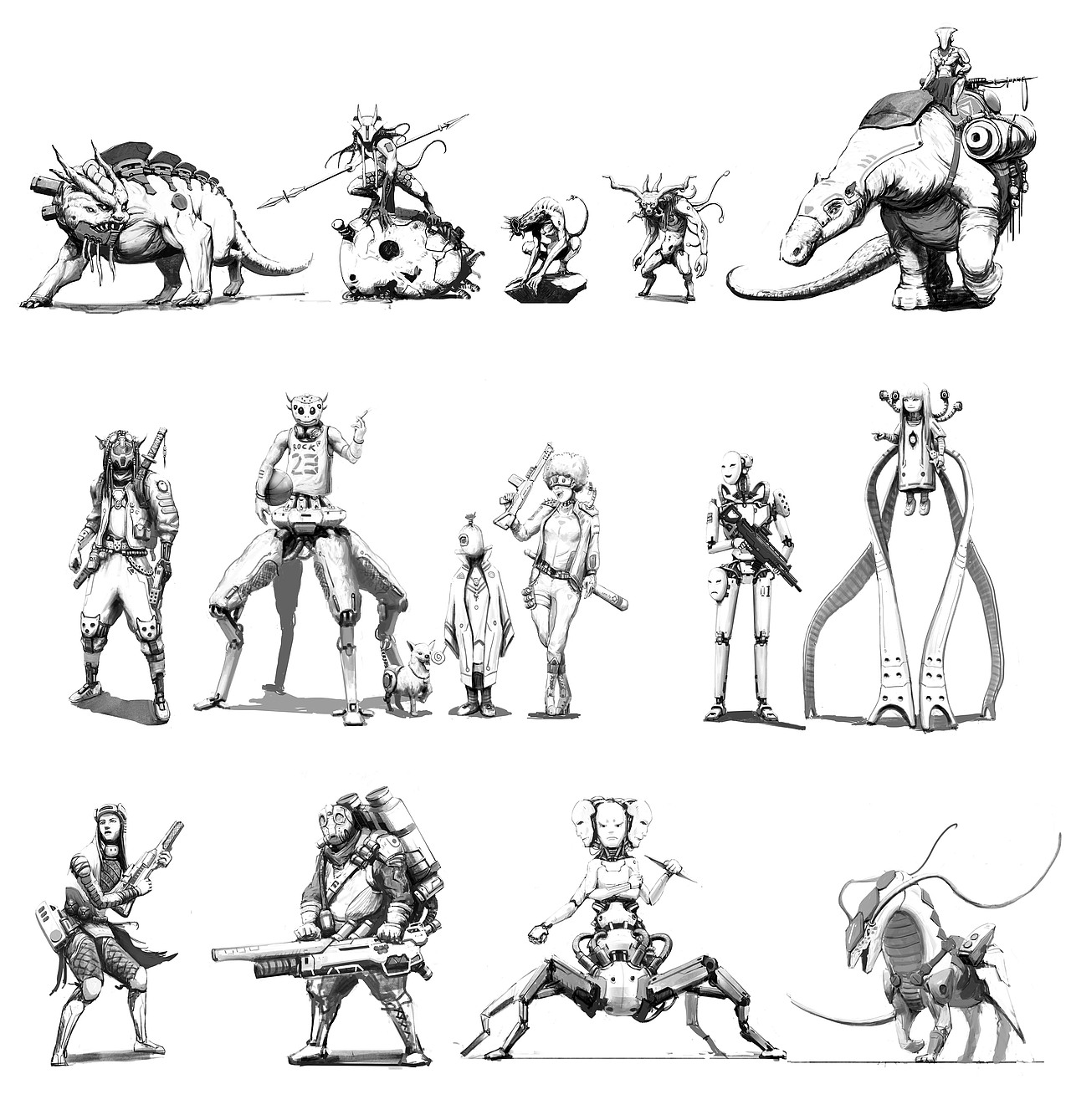 赛博朋克角色草图练习|插画|概念设定|阿杜9567_原创作品-站酷(zcool)