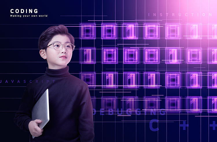 创意大气科技通讯IT儿童编程开发代码教育培训海报设计（图ZMjQ4OTUwNDQw） - 海报 - 站酷设计师海爆君原创素材 - 站酷ZCOOL