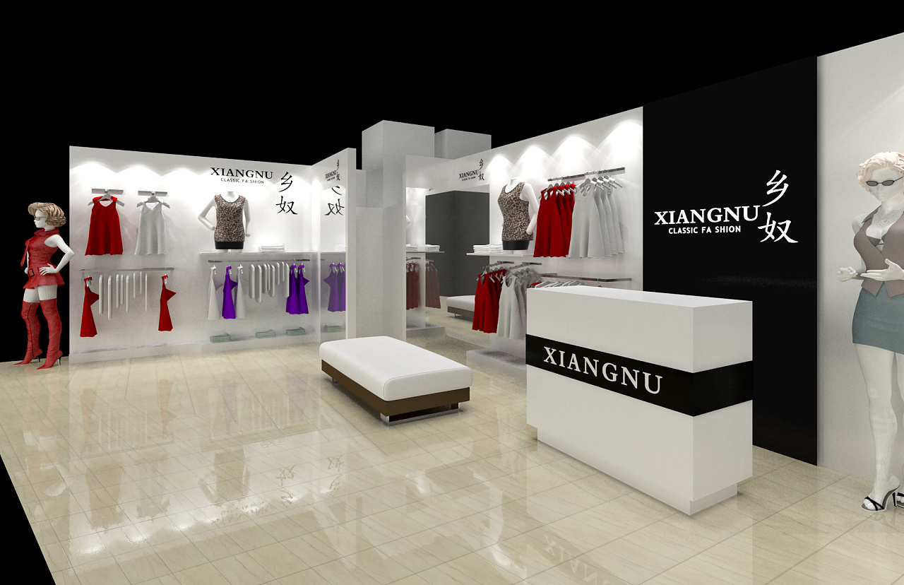 乡奴品牌服饰店商场门店装饰设计效果图