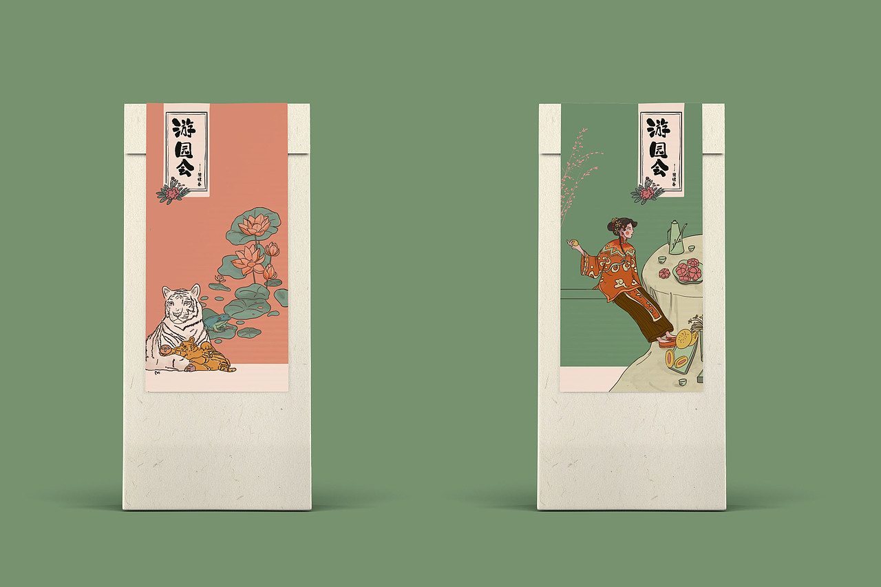 《游园会》——碧螺春鲜肉月饼包装礼盒（图ZMjQzNzgxNDA4） - 商业插画 - 站酷设计师大魔王DMW原创素材 - 站酷ZCOOL