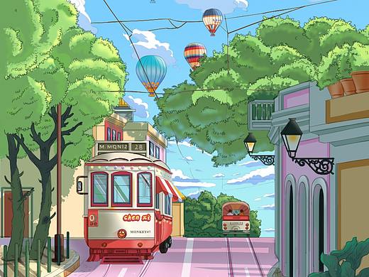 電車（個人主頁-ZNTU1MjA0MTY=） - 商業(yè)插畫 - 站酷設(shè)計師靈犀356原創(chuàng)素材 - 站酷ZCOOL