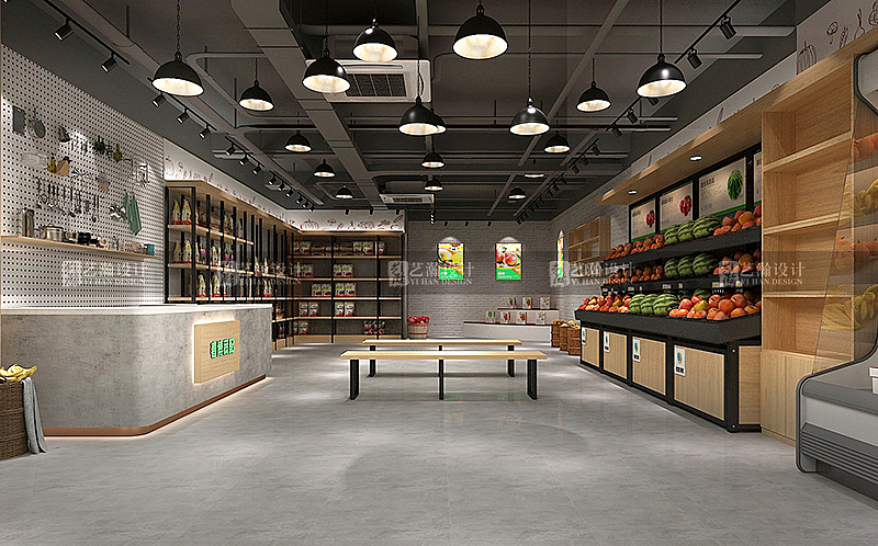 生鲜超市设计精品店零食店书店室内装修设计效果图